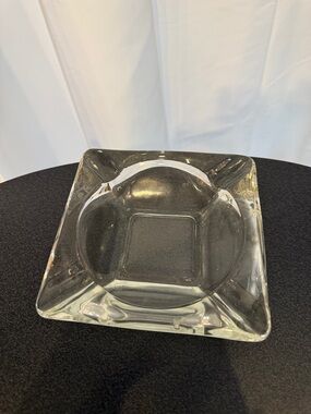 Ashtray Clear Pressed Glass With Beveled Edges 1960 Vintage